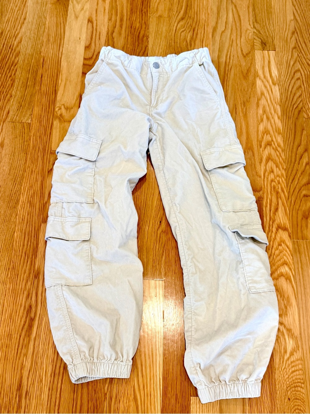 Abercrombie Kids Corduroy Light Beige Cargo Pants w/ Elastic Ankles - Size 11/12